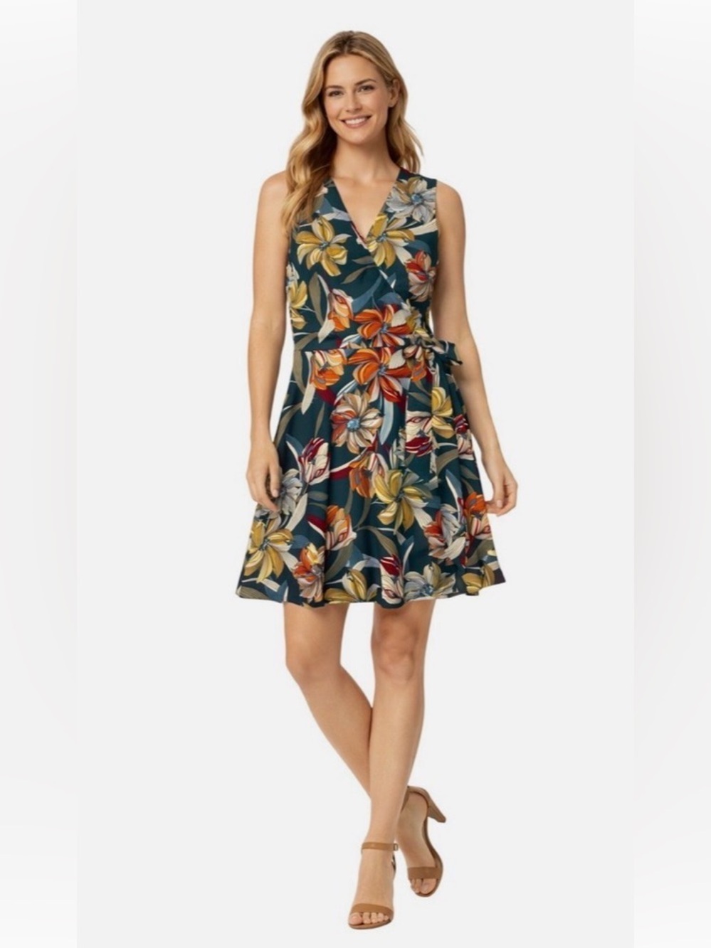 Collective Concepts Floral Mini Dress - Red, Yellow, White